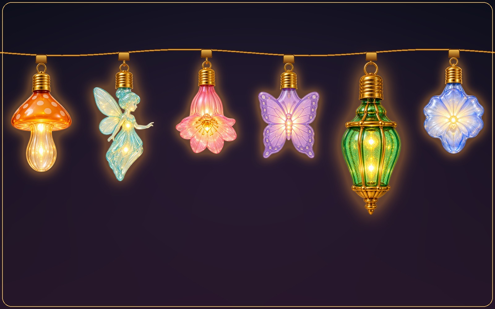 Fairy Garden mushrooms, flowers, butterflies, and lanterns on a Mac