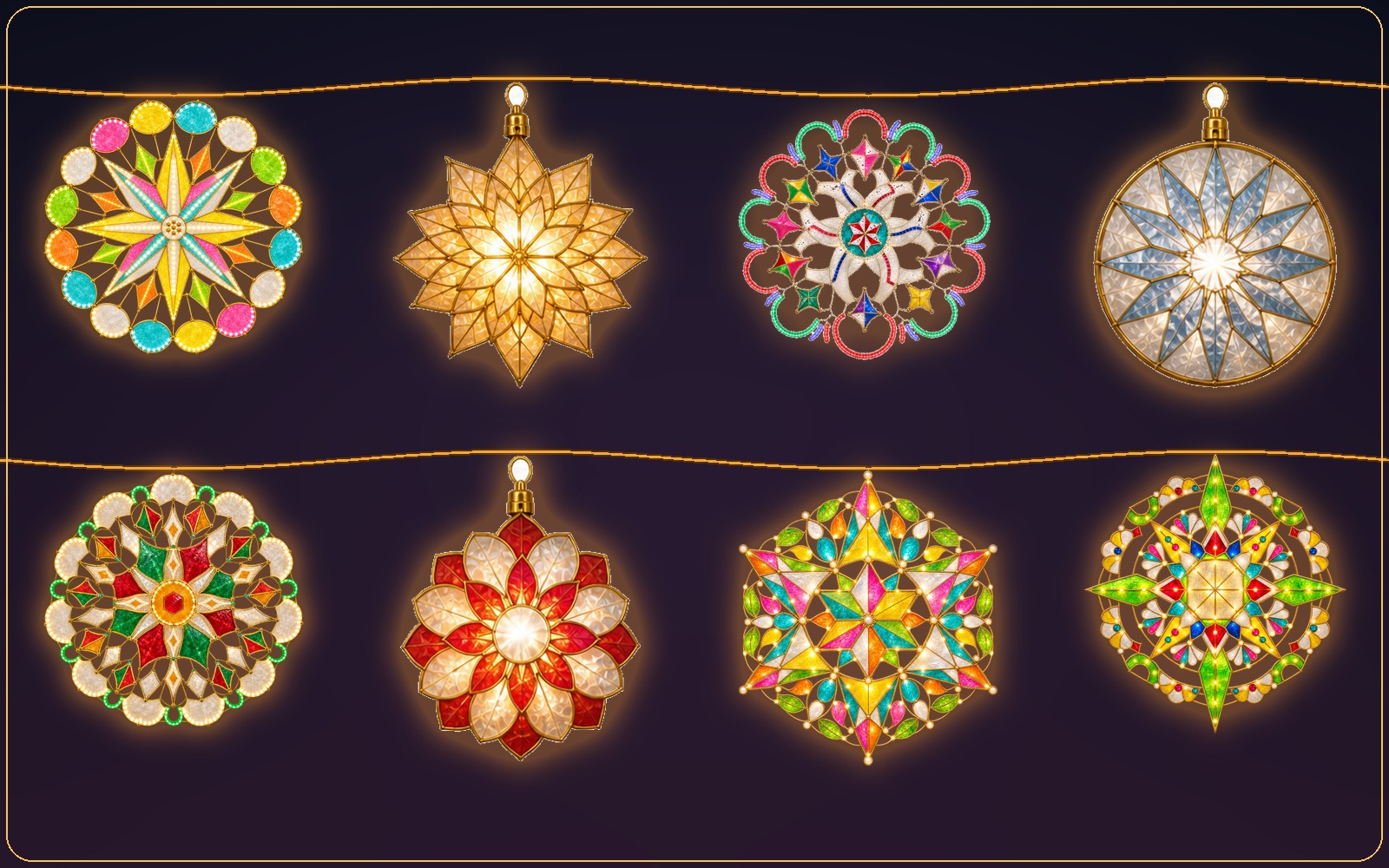 Premium capiz parol lights with gold and silver star garlands on a Mac